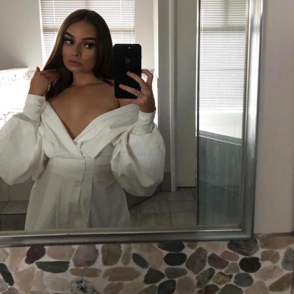 HOUSE OF CB 'Amber' White Oversized Shirt Dress NWOT - Picture 12 of 17